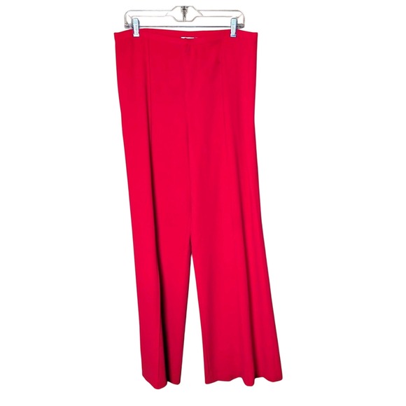Alice + Olivia Pants - Alice + Olivia Red Wide-Leg Dress Pants Long Inseam 35" Crepe Trousers Sz 14